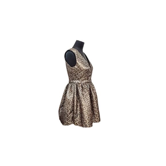 A'gaci Metallic Gold Quilted Fit & Flare Party Dress - Picture 4 of 7